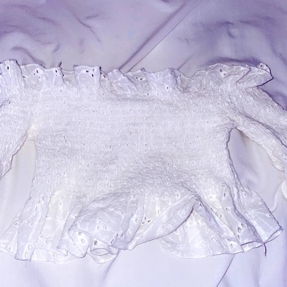 White Lacey crop top
